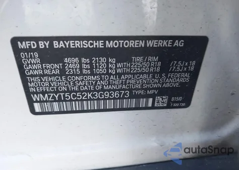 2019 Mini Countryman Cooper S z USA, uszkodzony, nr VIN WMZYT5C52K3G93673